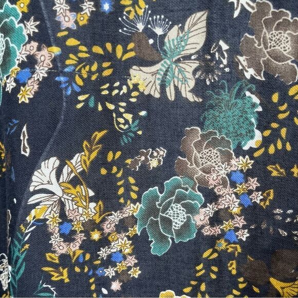 Marcus Adler Floral Kimono Shawl Midi Cardigan Navy Blue Yellow Multicolor OS - Picture 7 of 9